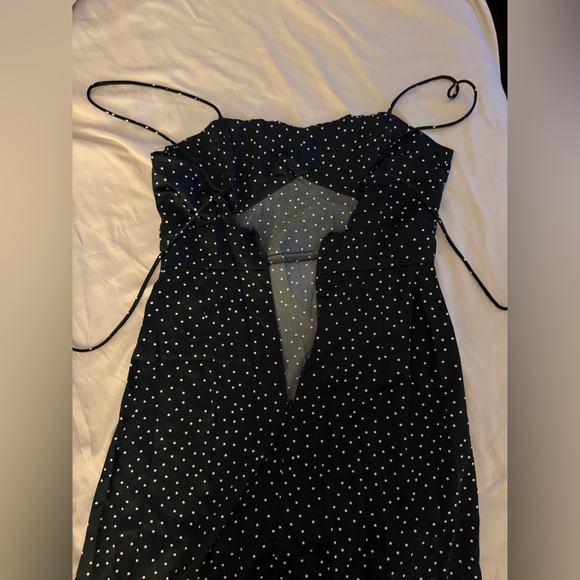 Black Spaghetti maxi Strap Dress with White Polka Dots - Picture 5 of 5